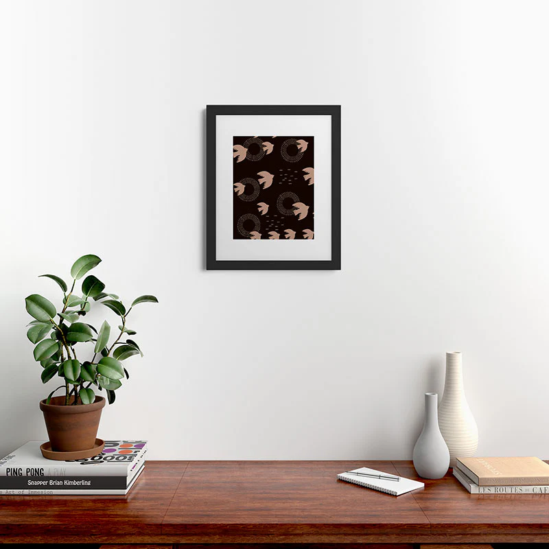 Viviana Gonzalez Espresso caramel Boho birds Framed Art Print - Image 8