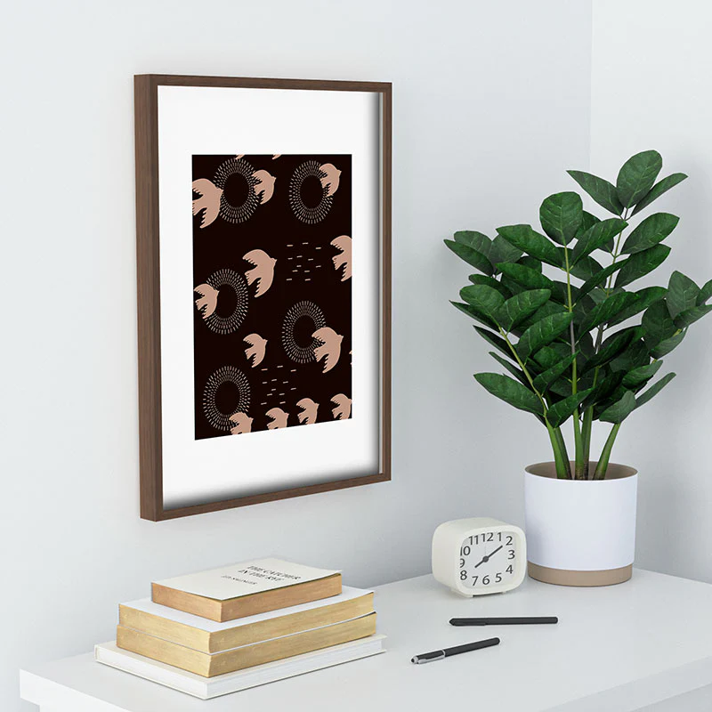 Viviana Gonzalez Espresso caramel Boho birds Recessed Framing Rectangle - Image 24