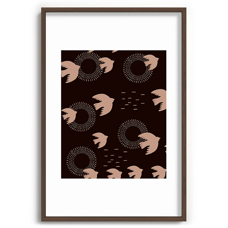 Viviana Gonzalez Espresso caramel Boho birds Recessed Framing Rectangle - Image 31