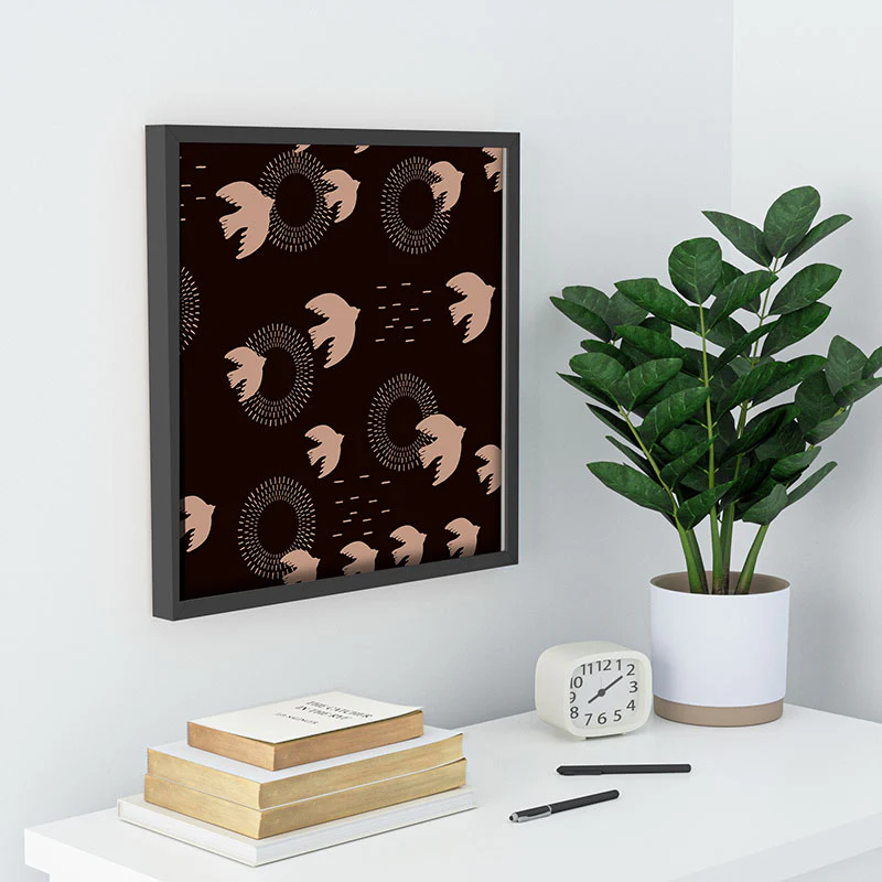 Viviana Gonzalez Espresso caramel Boho birds Recessed Framing Square - Image 10