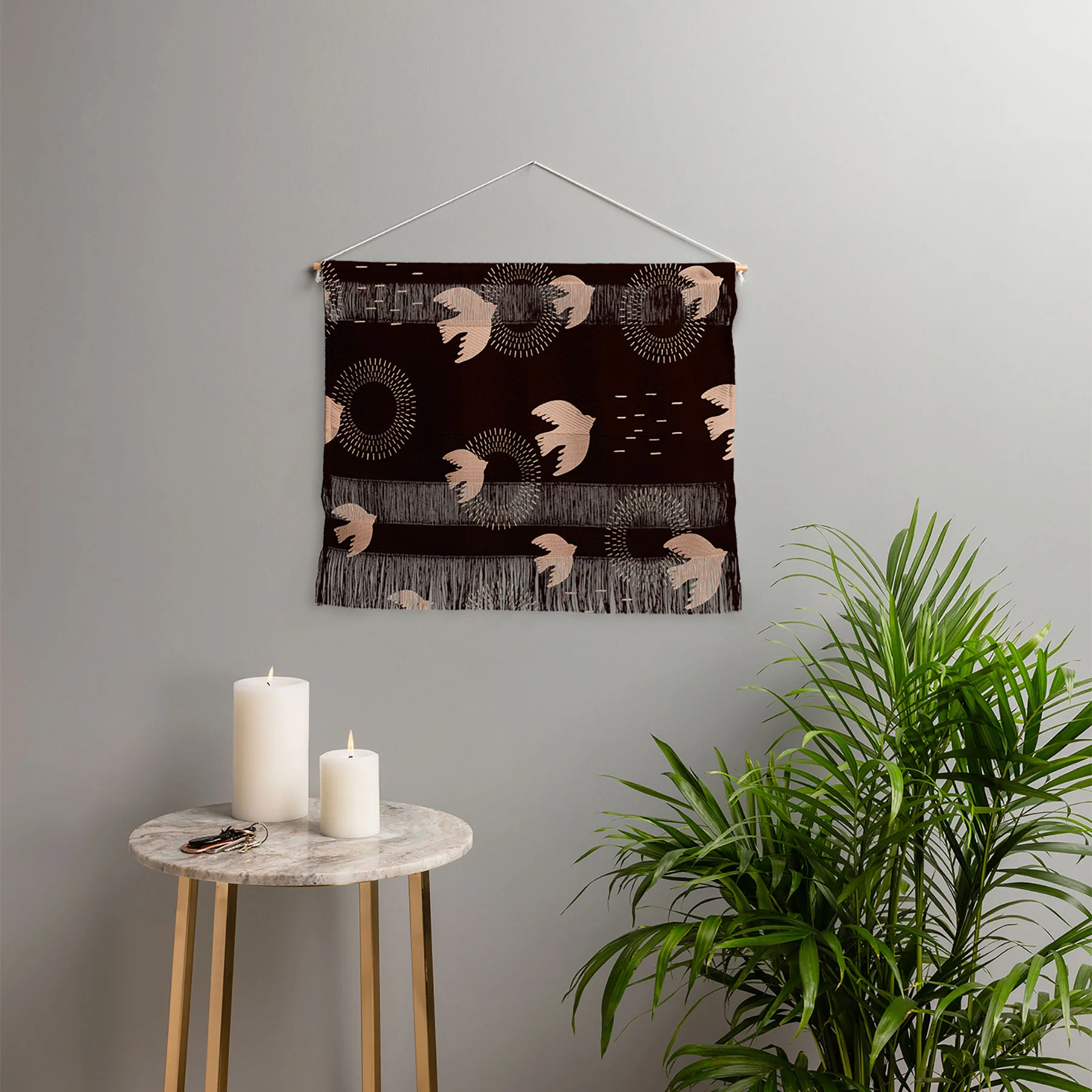 Viviana Gonzalez Espresso caramel Boho birds Wall Hanging Landscape - Image 3