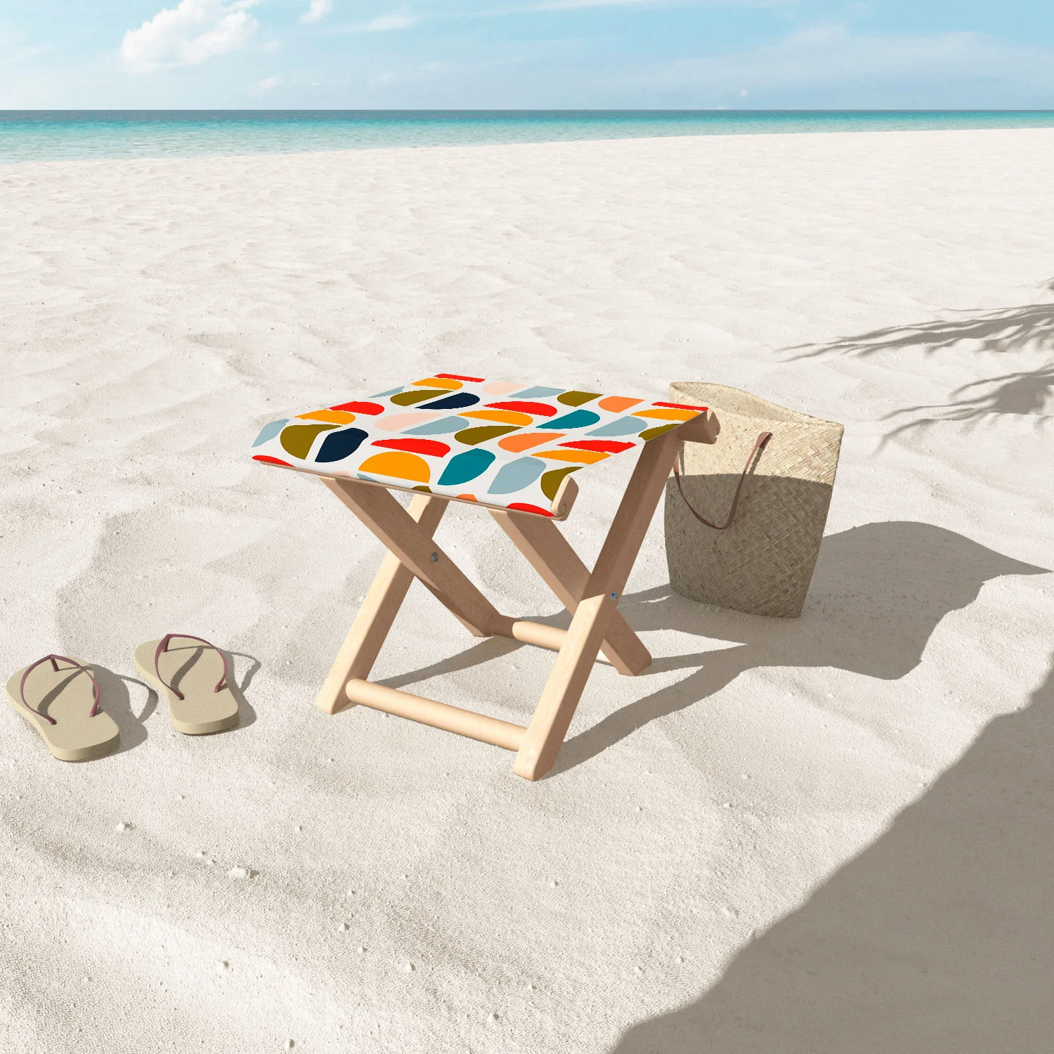 Viviana Gonzalez Mid Century Geometric Vibes I Folding Stool - Image 3