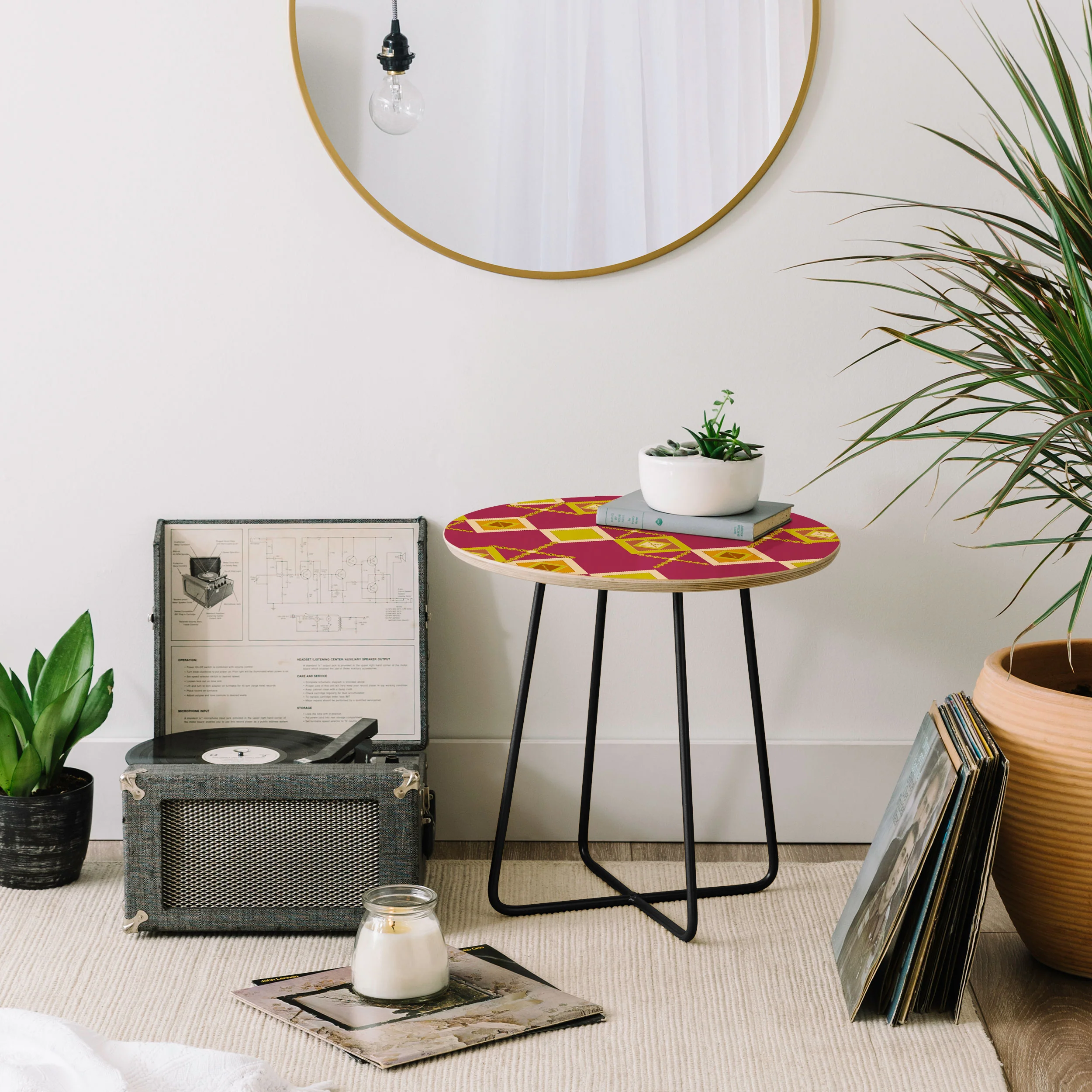 Viviana Gonzalez Mid Century Geometric Vibes Round Side Table - Image 8