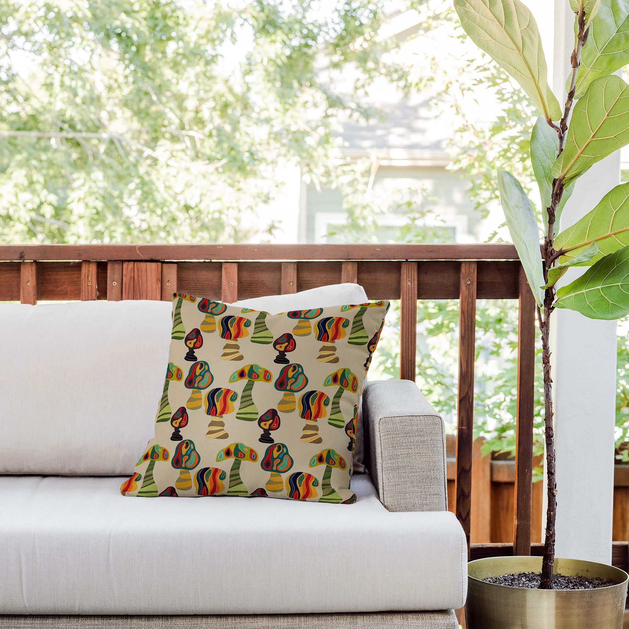 Viviana Gonzalez Psychedelic trees Outdoor Throw Pillow - Image 6