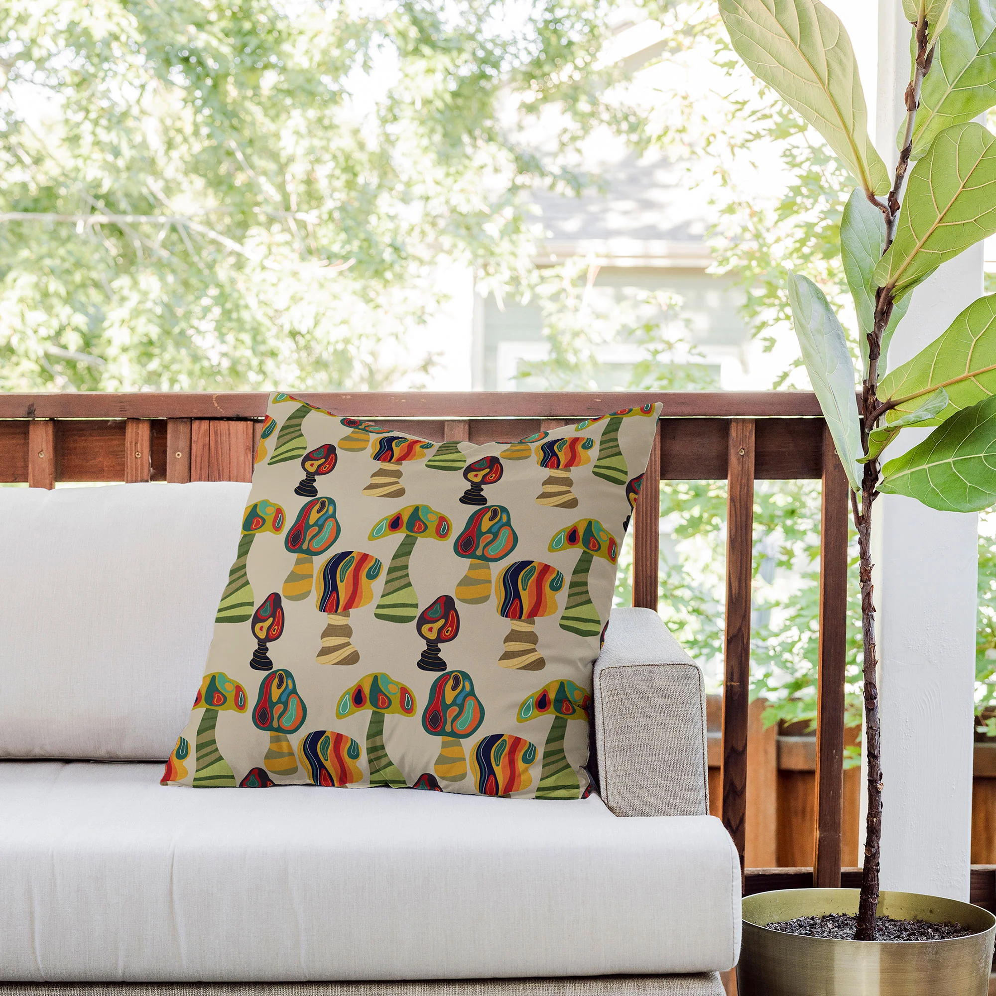Viviana Gonzalez Psychedelic trees Outdoor Throw Pillow - Image 7
